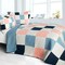 Full/Queen Plaid Quilt Set, TC Fabric Vermicelli Quilted, Reversible 3-Piece Set
